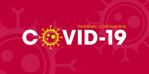 Covid-19 on a red background - concept of web banner - Coronavirus pandemic
