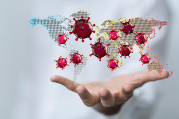 COVID-19 Business Finance Crisis Concept. Coronavirus Danger Pandemic. Global stress of world .