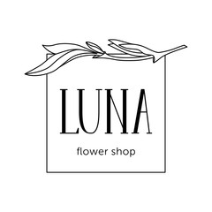 Elegant logo for flower shop. Emblem for flower and plant shop Luna