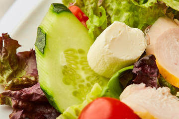 Vegetable fresh salad with smoked chicken
