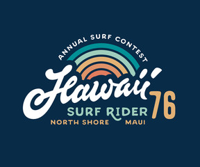 Vintage Hawaii Surf Rider t shirt print © tortugin