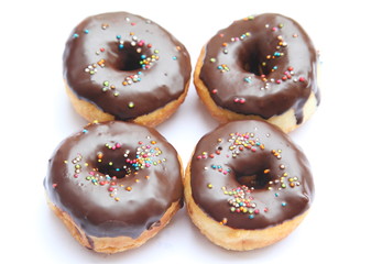 Delicious Donut with Sprinkles Isolated on White Background
