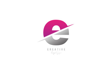 E pink and grey letter logo alphabet icon design for company and business