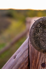 Wooden handrail with selective focus