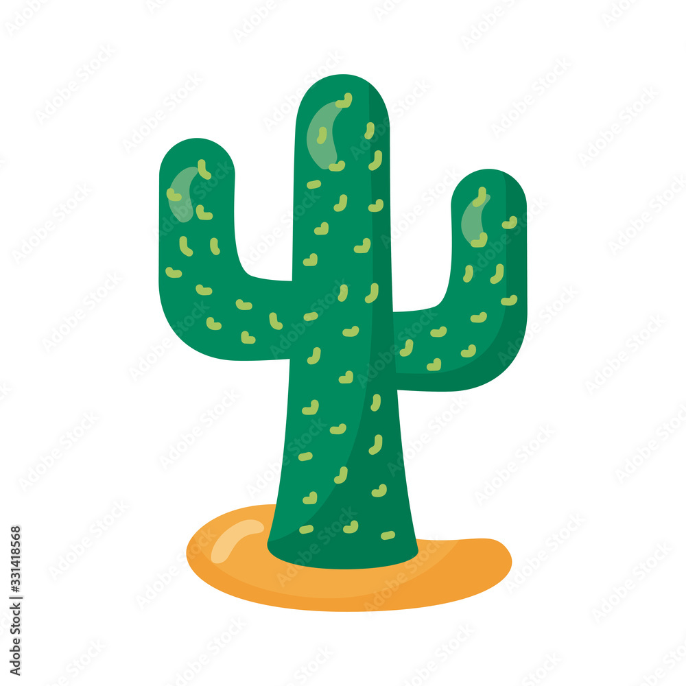 Poster cactus mexican plant detaild style icon