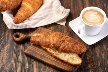 Fresh croissants with butter