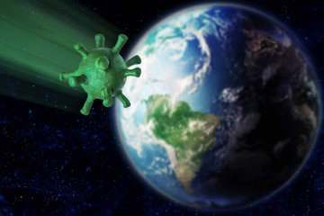 virus cell in space earth