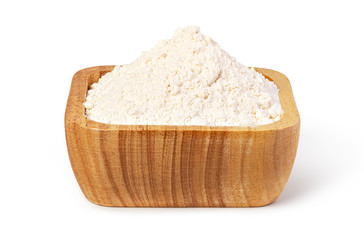 bowl of flour on white background