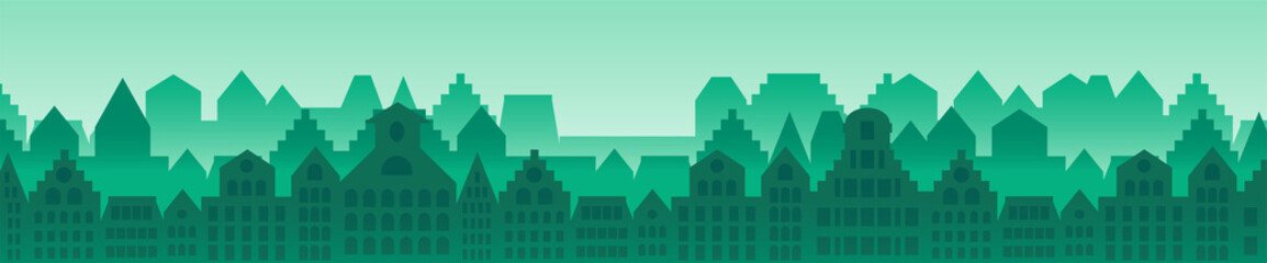 City skyline flat vector illustration