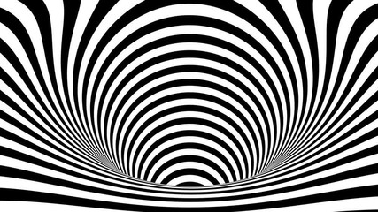 geometric black and white illusion background. Movement in depth. Optical striped funnel, background from moving deep into striped circles. - Powered by Adobe