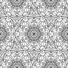 Black White Monochrome Mandala Boho Seamless Pattern
