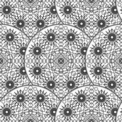 Black White Monochrome Mandala Boho Seamless Pattern