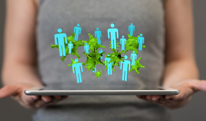 flu virus attack digital 3d