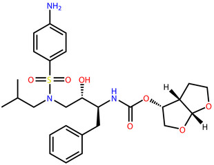 Structural formula of antiviral Darunavir, active against the COVID-19 coronavirus and HIV