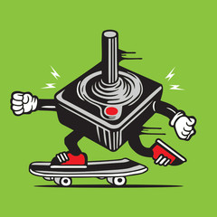 Joystick Controller Gamer Skateboarding Character Design