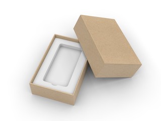 Blank mobile box packaging for branding and mock up. 3d render illustration.