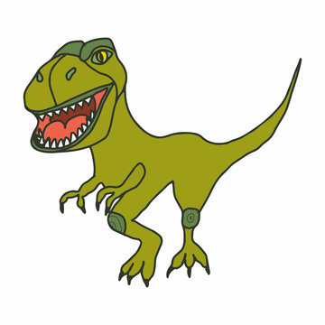 Green dinosaur on an isolated white background.Children's illustration. Stock vector illustration