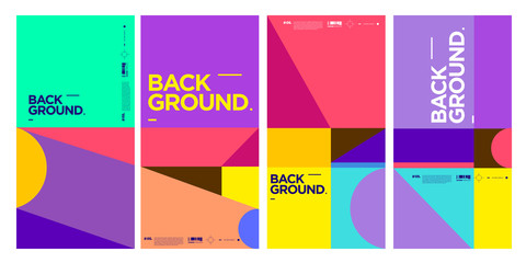 Cover and Poster Design Template for Magazine. Trendy Abstract Colorful Geometric and Curve Vector Illustration Collage with Typography for Cover, book, social media story, and Page Layout Design.