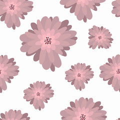 Seamless floral pattern. Abstract spring print. Flowers on a white background in cartoon style. Stock windy illustration