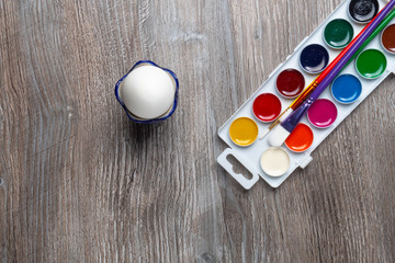 easter egg paints and brushes