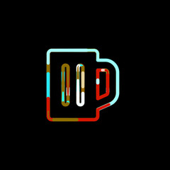 Symbol beer from multi-colored circles and stripes. Red, brown, blue, white