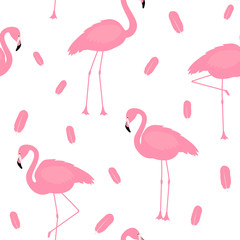  Vector flamingo bird seamless pattern