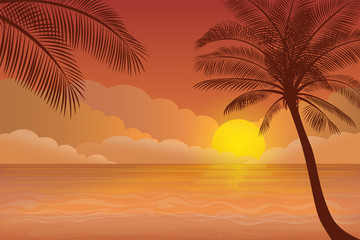 Sonnenuntergang mit Palme