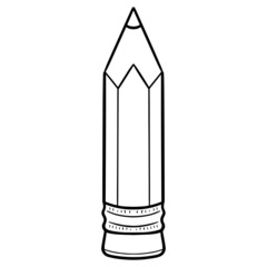 Monochrome vector illustration of a pencil with an eraser.