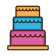 sweet cake birthday line and fill style icon
