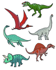 vector image, set of stylized dinosaurs