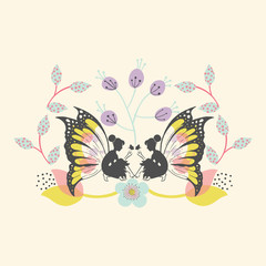 Pretty Whimsical Fairies Vector Isolated Decorative Element 