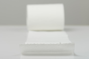 Edge of white toilet paper