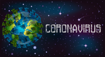 Coronavirus Covid-19 infects the planet Earth, banner. vector illustration