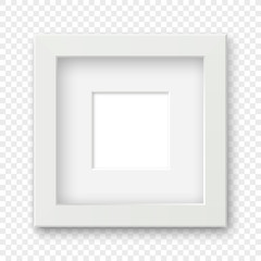 Fototapeta premium Mockup realistic square picture or photo frame white color isolated on transparent background for your design. Vector illustration EPS10