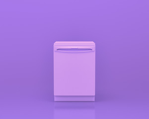 Dishwasher, Kitchen appliances in monochrome single pink purple color room, 3d rendering