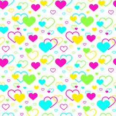Seamless vector pattern.A creative design concept in the form of colorful hearts for Valentine's Day, Mother's Day, greeting cards for women's day or love confession, print, etc. Modern background.