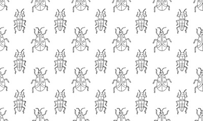 Fototapeta na wymiar Danger Insect vector set. Web sign kit of line bugs. Beetle seamless pattern. Simple danger insect cartoon