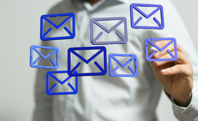 Hand with an email icon 3d