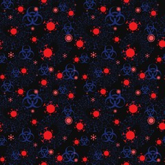 Corona Virus Outbreak Red and Blue Vector Pattern