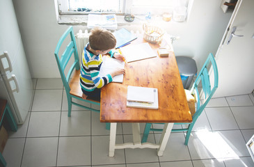 Boy Doing Homework at Home