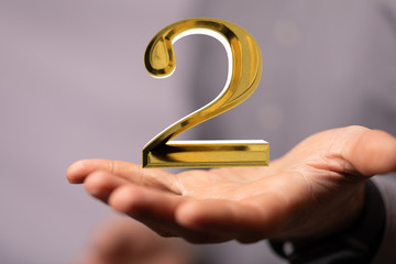 Second or two  Years award Digital number award Anniversary 3d.