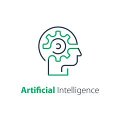 Head and cogwheel, education concept, creative thinking, technology and innovation