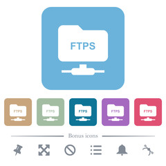 FTP over ssl flat icons on color rounded square backgrounds