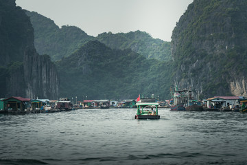 View of halong bay with its fishing boats, vietnam 