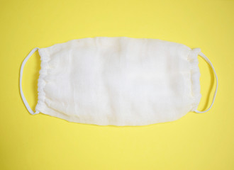 Gauze mask made at home.