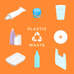 recycle plastic waste management set.