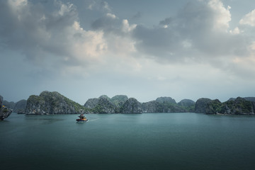 View of halong bay with its fishing boats, vietnam 