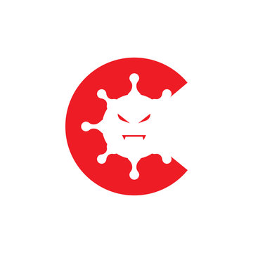 recommend clip art: letter C logo virus corona red color