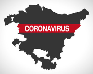 Basque Country SPAIN region map with Coronavirus warning illustration