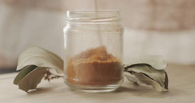 Spices on a chopping board